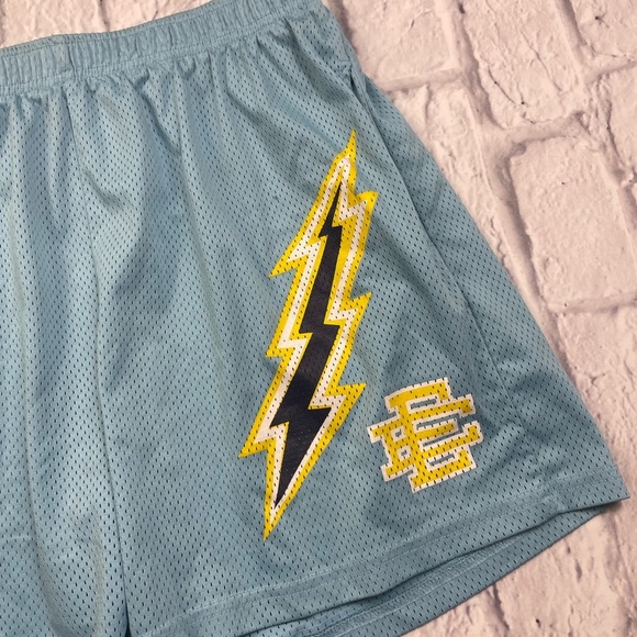 Eric Emanuel Carolina Lightning Bolt ⚡️ Baby Blue Mesh Shorts Men’s Sz L - Picture 3 of 7